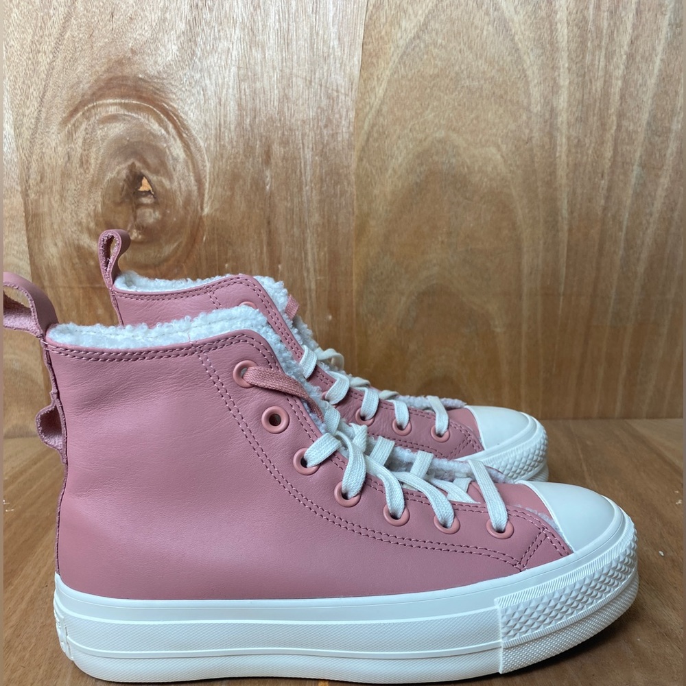 Converse CTAS Hi Lift Lined Leather Rust Pink Platform Sneakers A04256C NWT